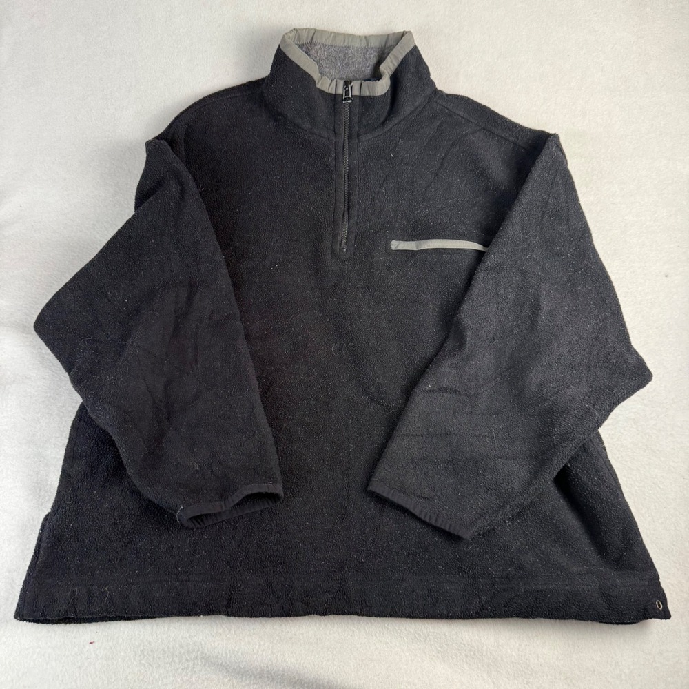 Trader Bay Mens XL Black Quarter Zip Fleece Pullover Mock Neck Chest Pocket